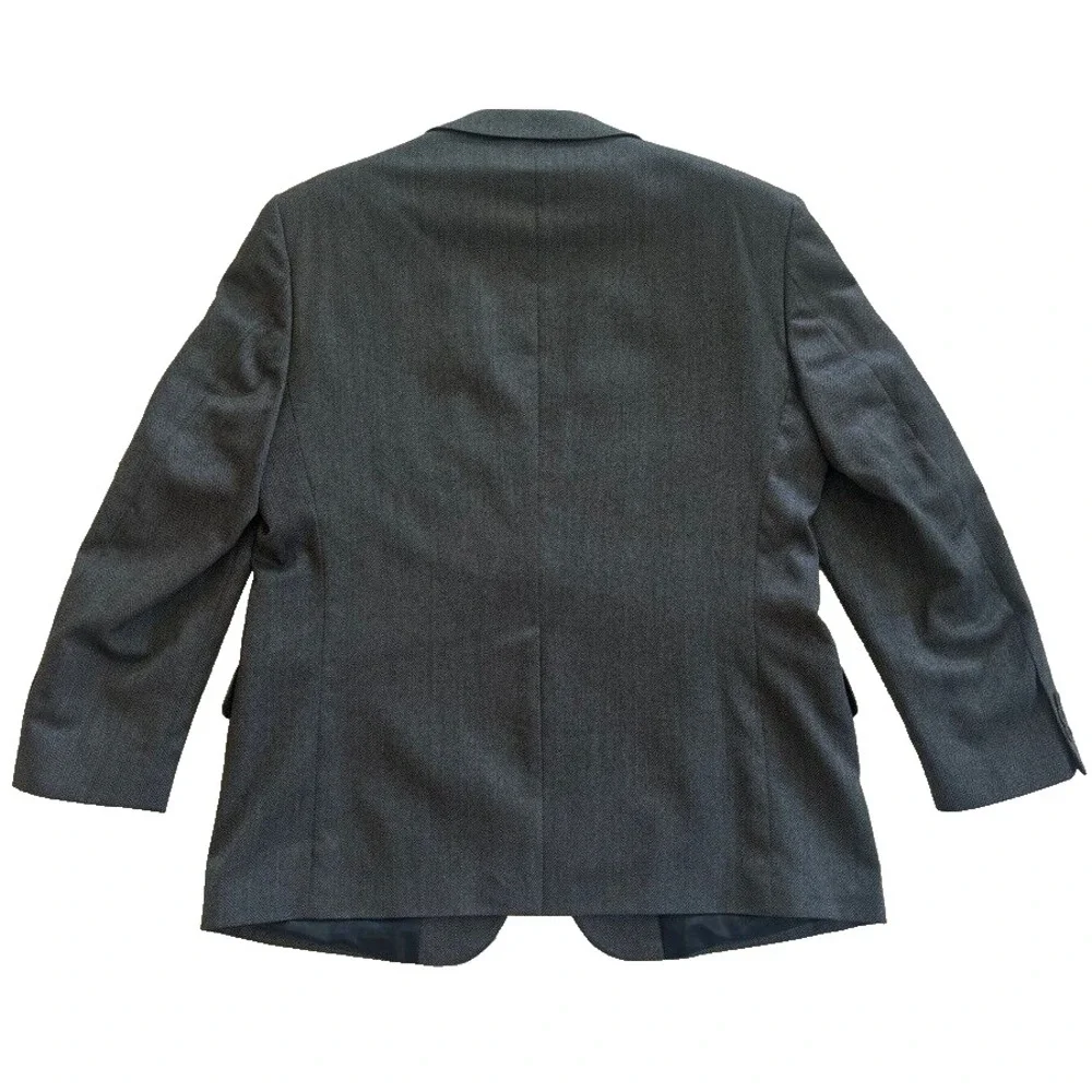 gray herringbone Croft & Barrow blazer‎ jacket sport suit coat two button 46 R